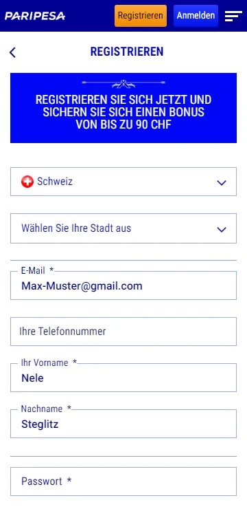 PariPesa Anmeldung 1