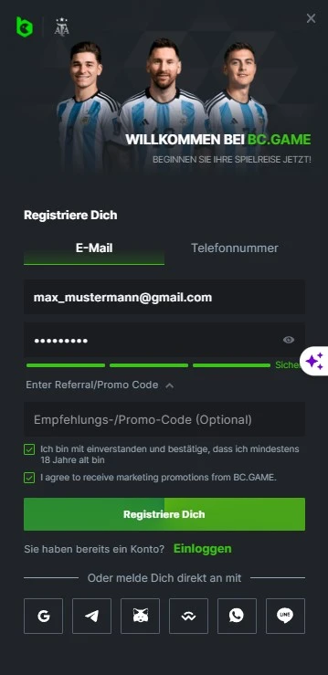Bc.Game Anmeldung